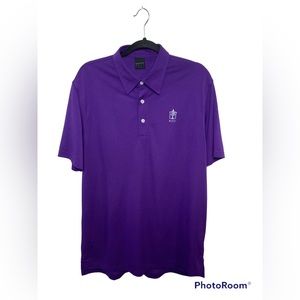 Dunning Golf purple short sleeve golf polo shirt. Rhode Island. Large